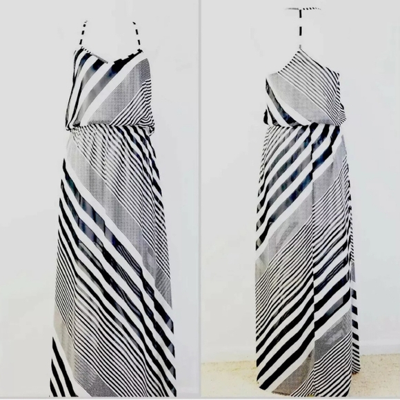 Arden B Black and White Striped Maxi Dress. Sz L (flawed) - Picture 1 of 8